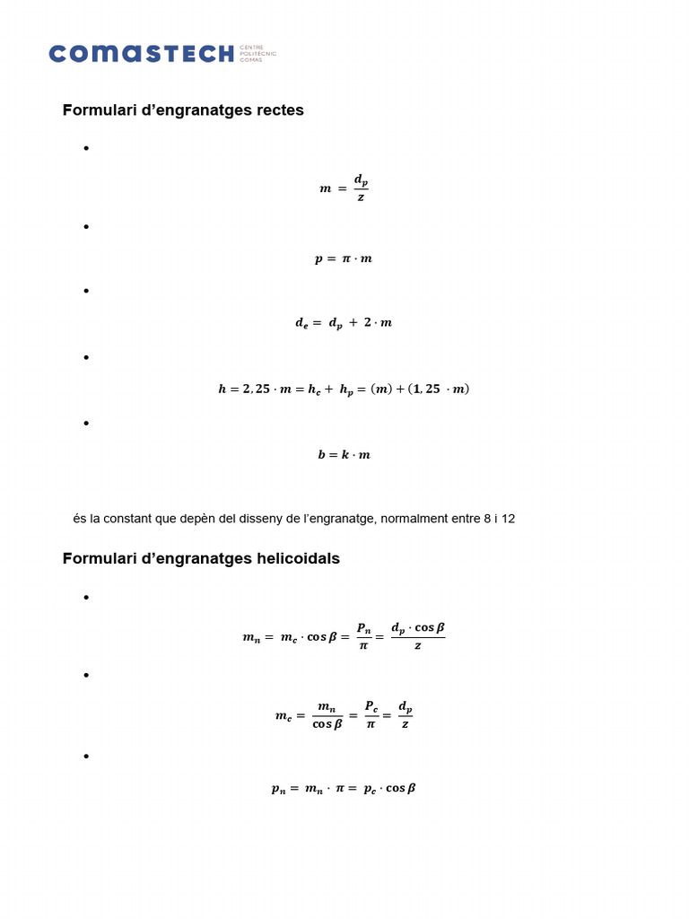 Formulari Rodes Dentades | PDF