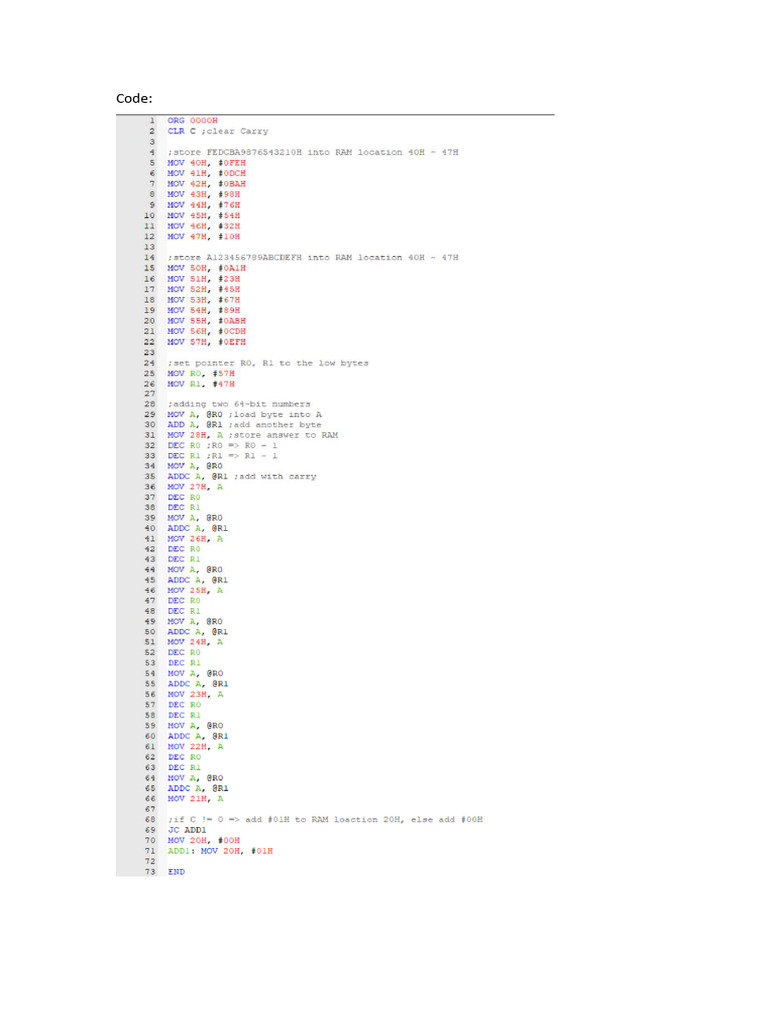 64-Bit Addition in Assembly Language | PDF