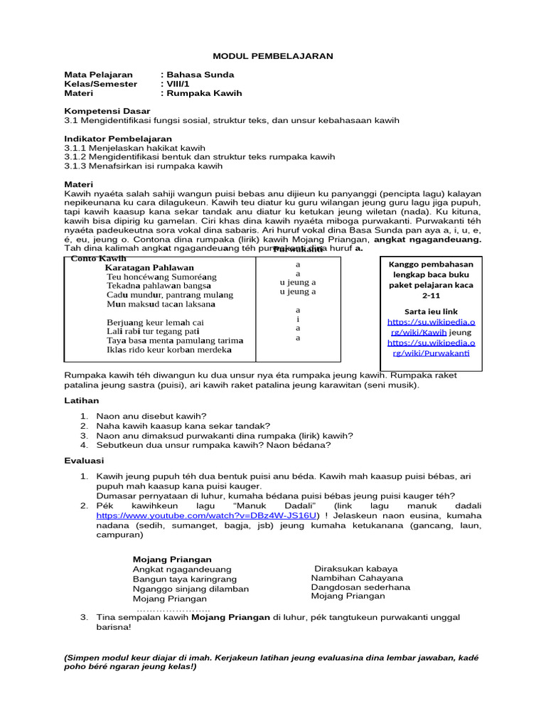 Modul Bahasa Sunda 8 1 Pdf