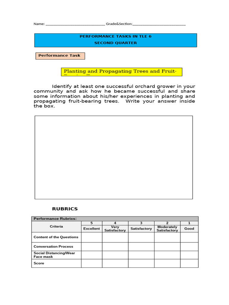 Tle 6-Performance Task-Agriculture | PDF