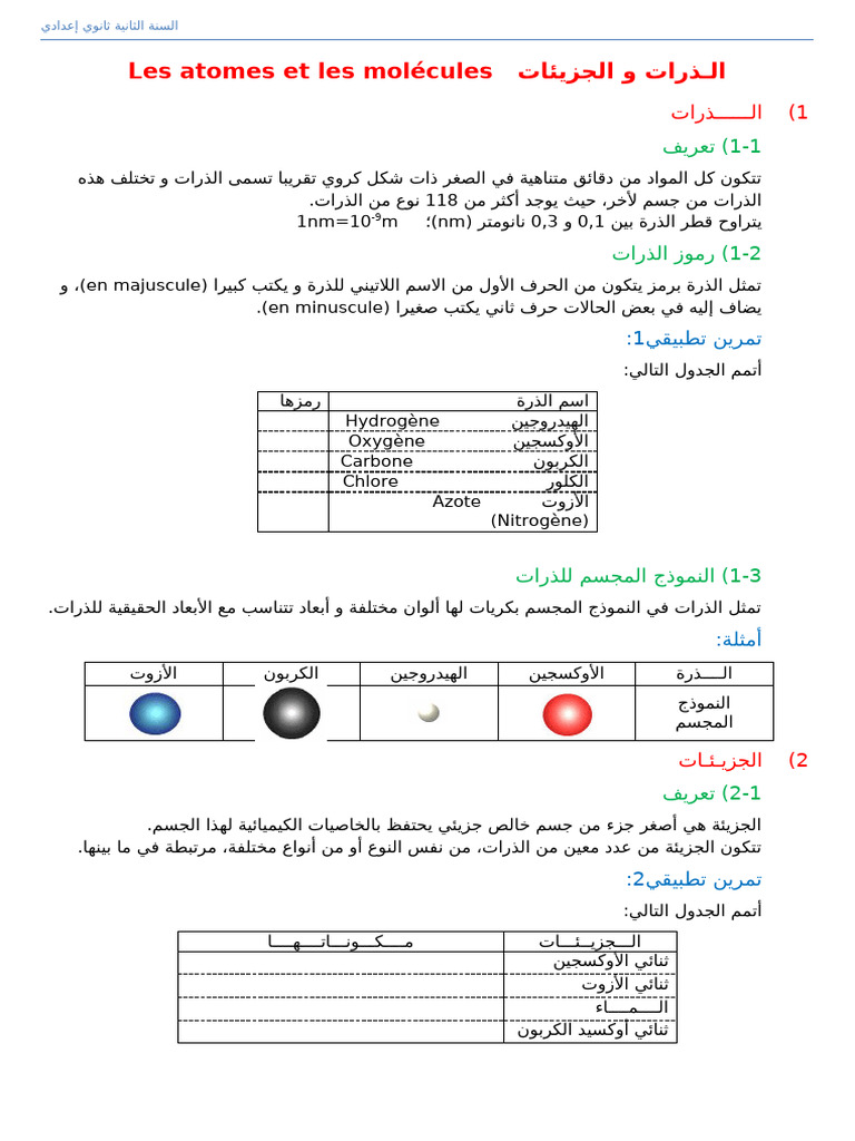 03- الذرات و الجزيئات | PDF