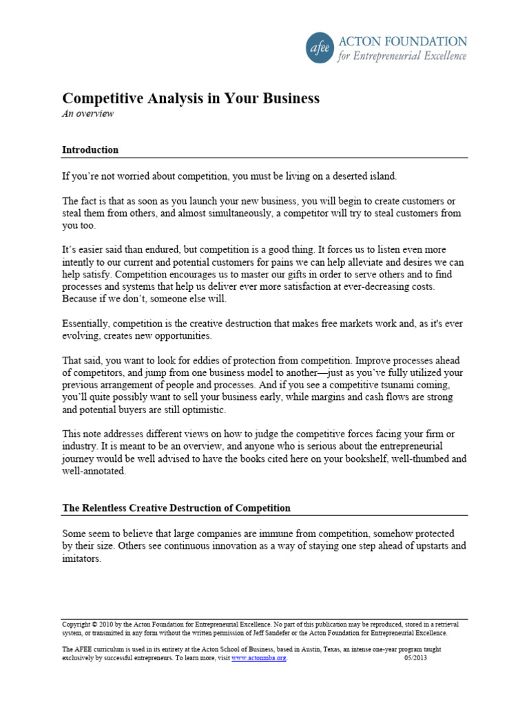 Competitive Analysis in Your Business | PDF | Disruptive Innovation ...