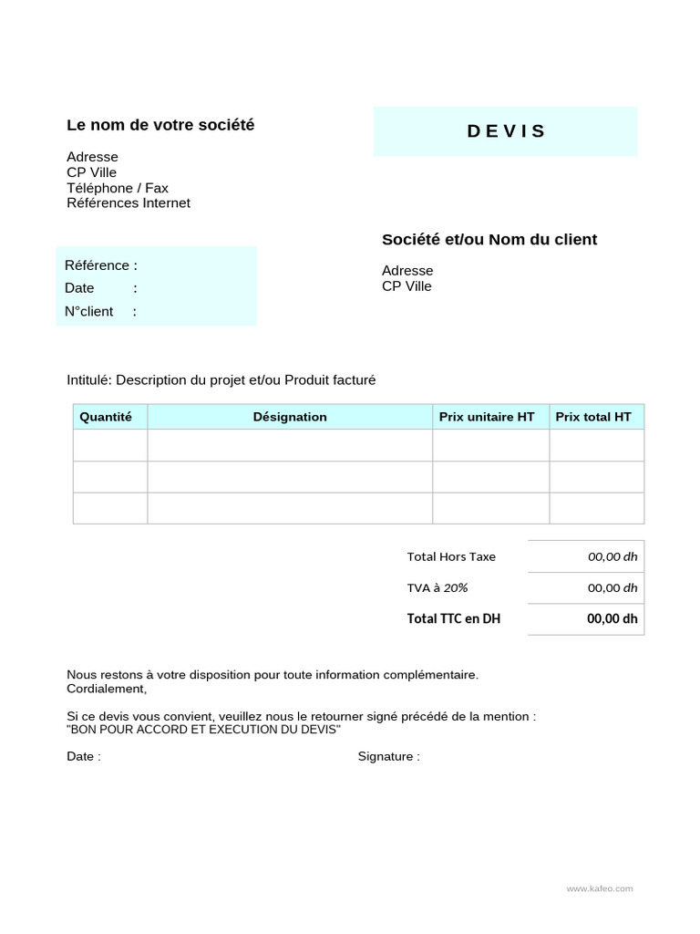 Modèle de Devis à Imprimer | PDF