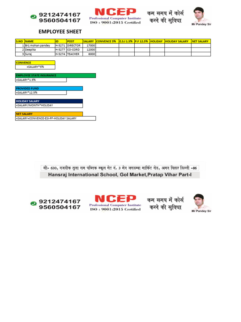 Employee Sheet | PDF