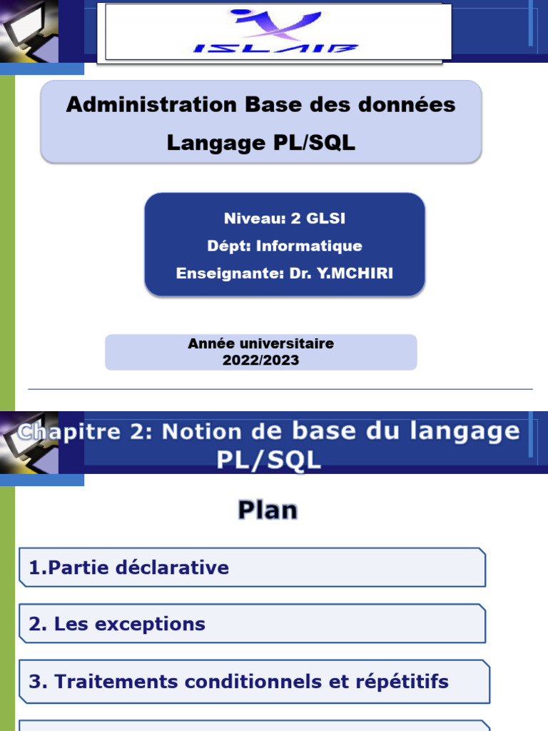 Introduction au PL/SQL : Bases et Curseurs | PDF