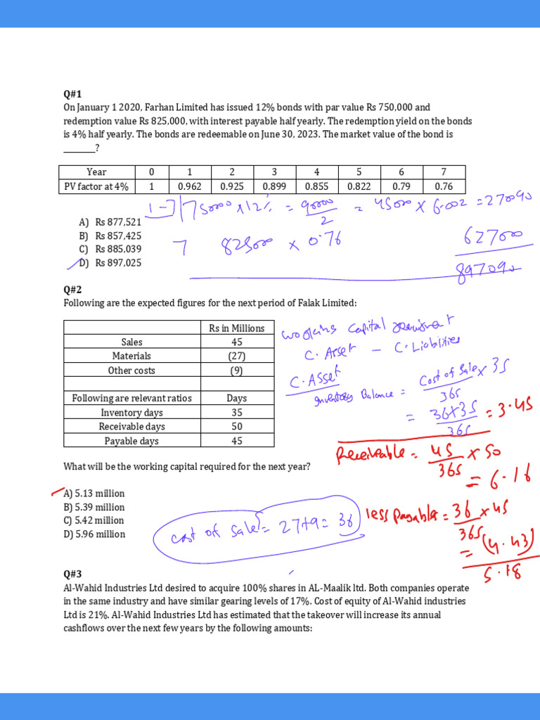 01 Mock New 85 Question | PDF | Bonds (Finance) | Cost Of Capital