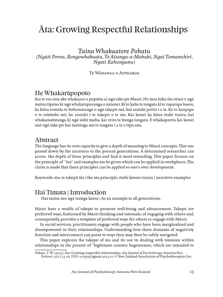 Āta Principles for Respectful Relationships | PDF | Narrative ...