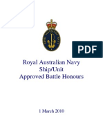 Royal Australian Navy Approved Battle Honours List