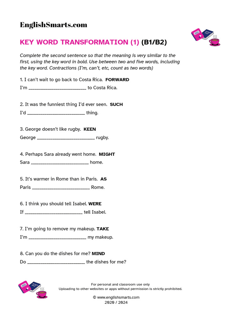 Key Word Transformation 1 | PDF