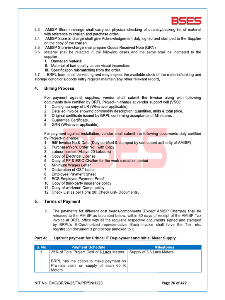 T&C - Bses | PDF