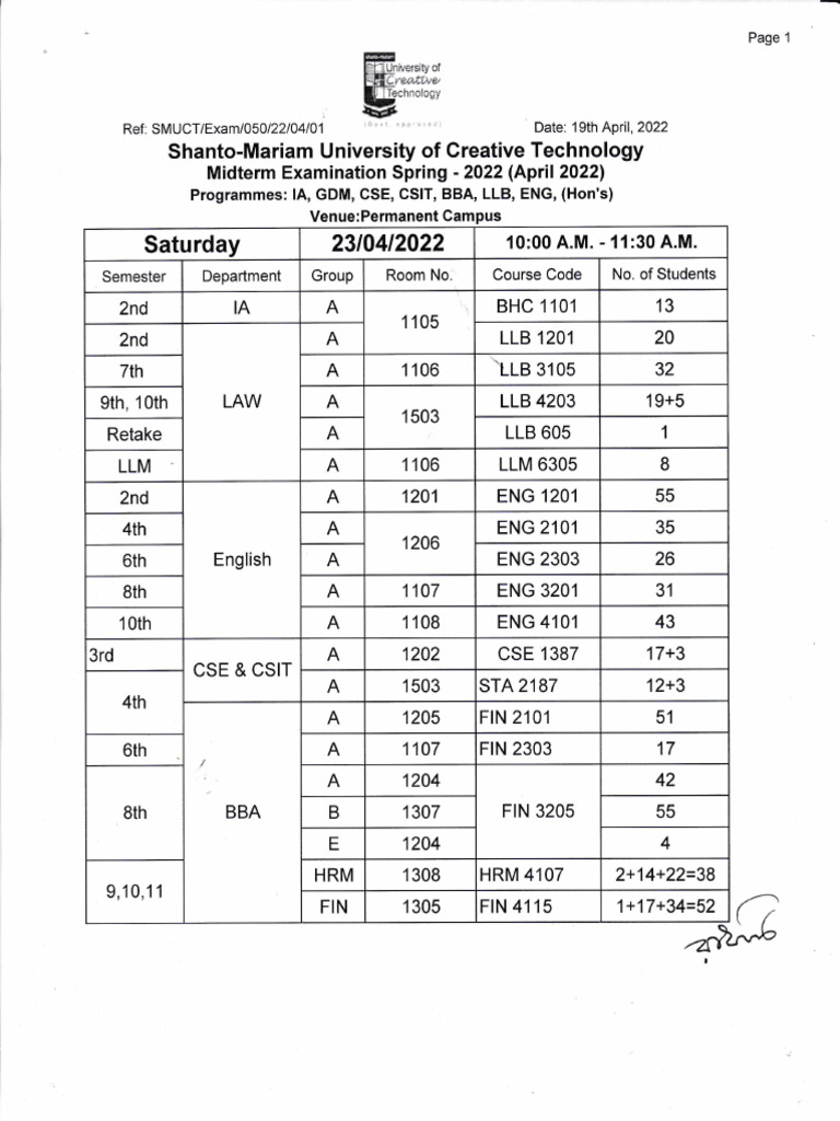 Exam Routine DT Permanent Campus | PDF | Qualifications | Legal Education