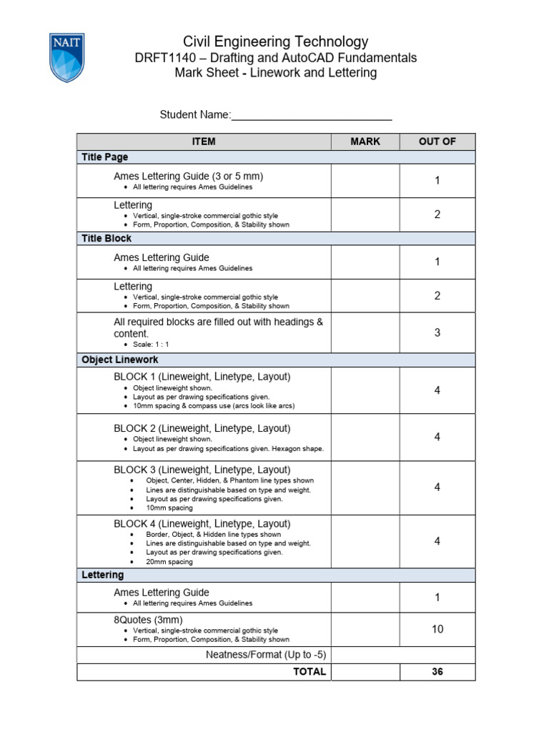 02 - Mark Sheet - Linework & Letter | PDF
