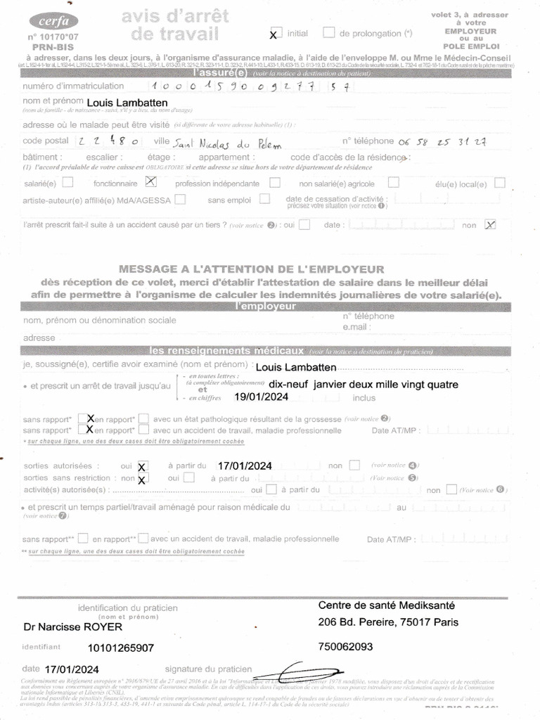 Cerfa 10170*07 : Attestation de salaire | PDF | Travail
