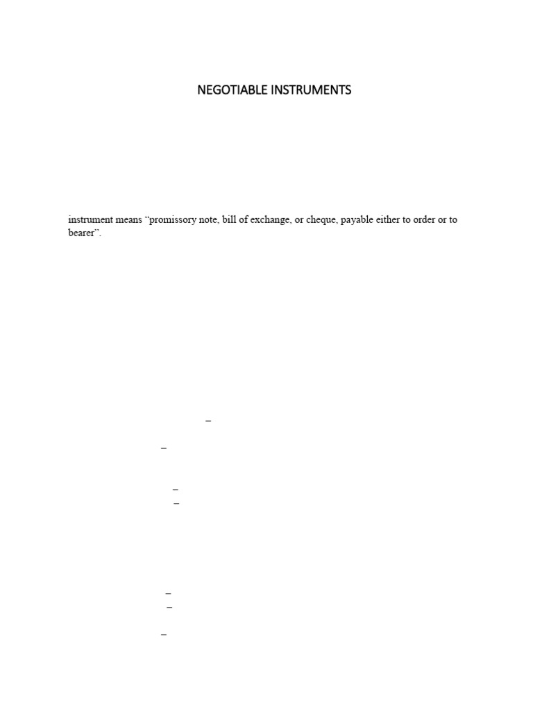 Understanding Negotiable Instruments | PDF | Negotiable Instrument | Cheque