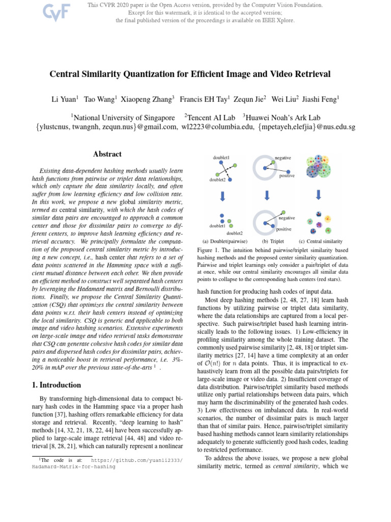 CSQ - Yuan Central Similarity Quantization For Efficient Image and ...