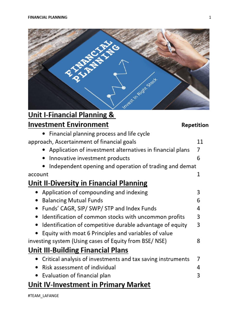 Financial Planning Repetitive Topics | PDF