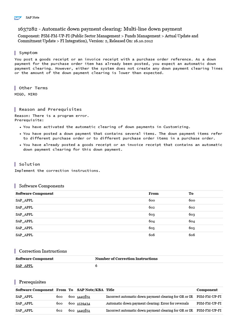 Automatic Down Payment Clearing Fix | PDF | Receipt | Payments