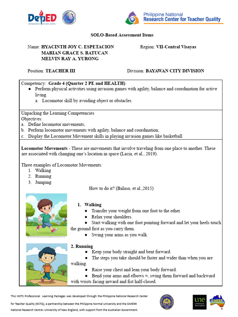 Solo Based Assesment Session 4 Final Output District 4 PE Health | PDF ...