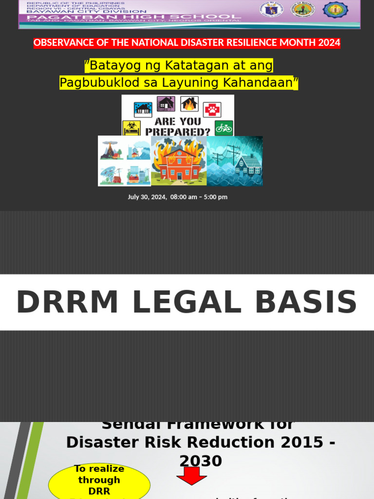 DRRM Legal Basis | PDF | Disaster Risk Reduction | Emergency Management
