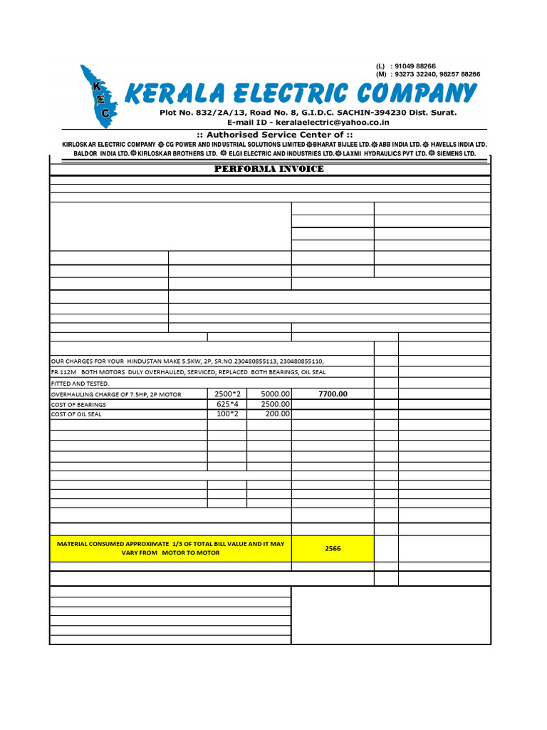 Invoice for Machinery Services | PDF | Payments