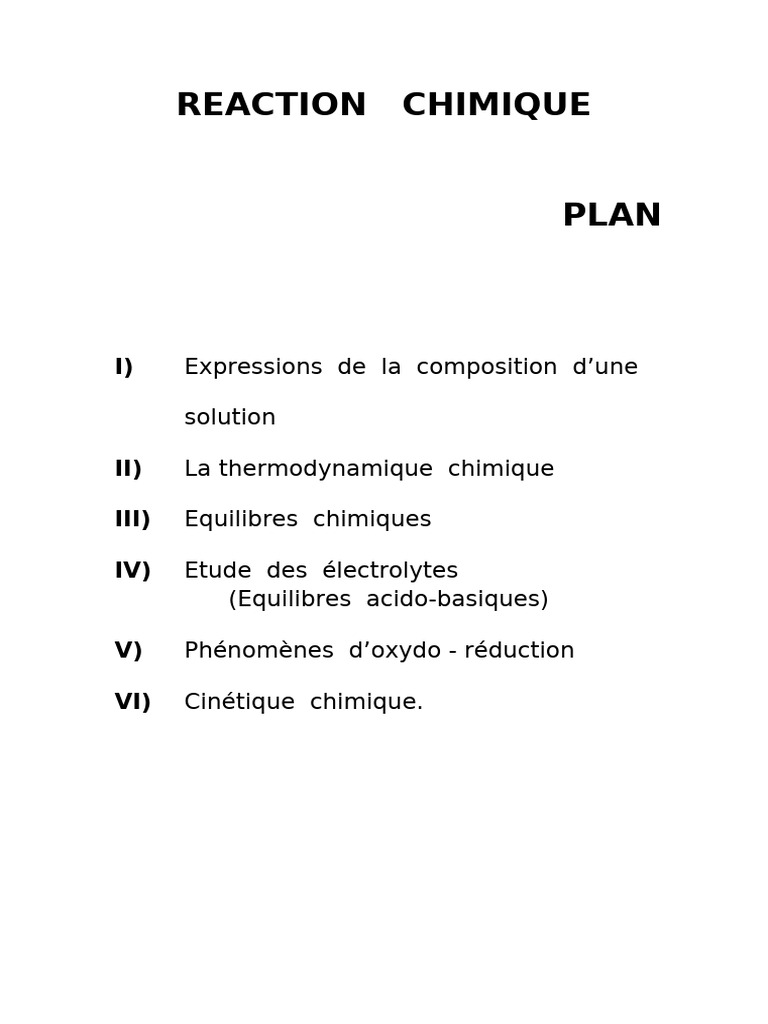 Réaction Chimique et Thermodynamique | PDF | Ph | Concentration molaire