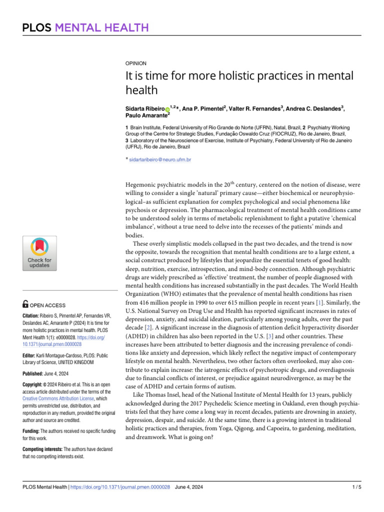 It Is Time For More Holistic Practices in Mental Health | PDF | Mental ...
