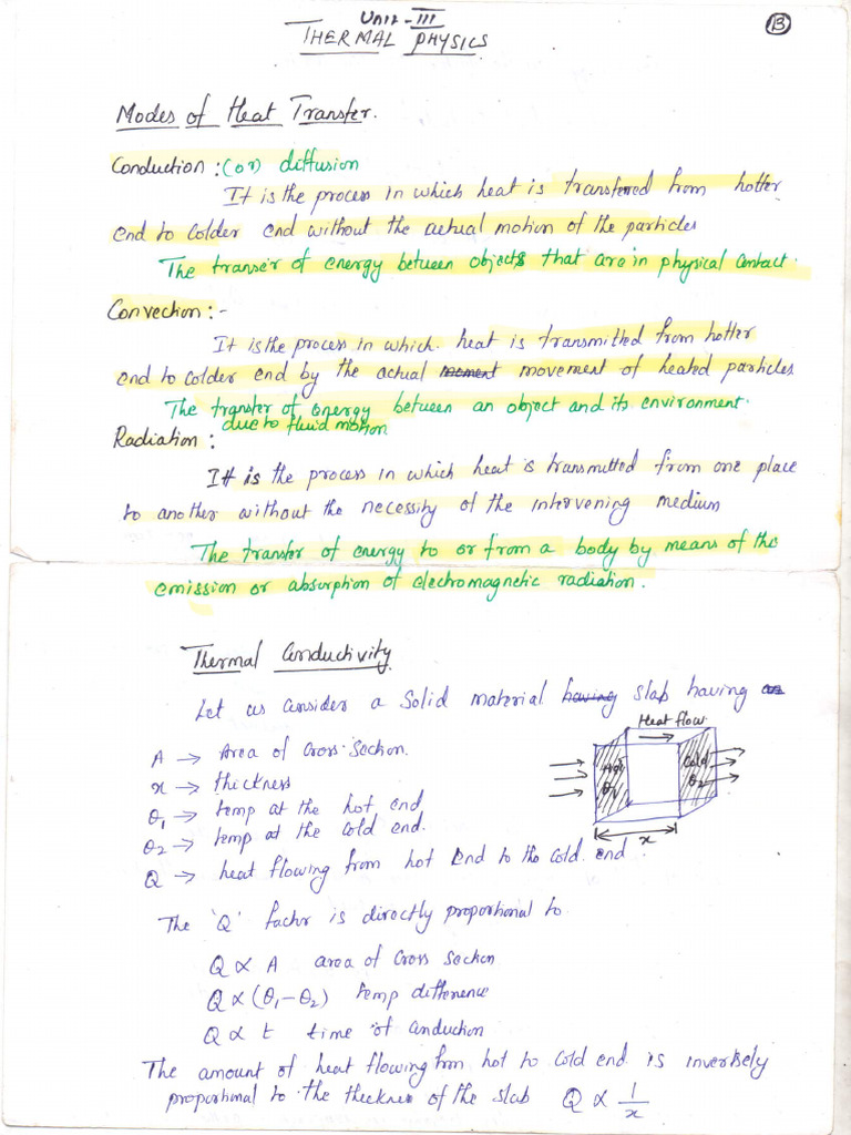 Unit - II Thermal Physics Hand Written Notes | PDF