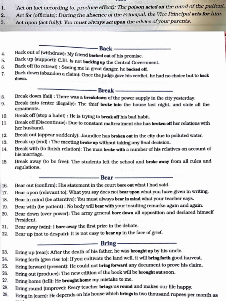 ISC Phrasal Verbs Guide for Students | PDF