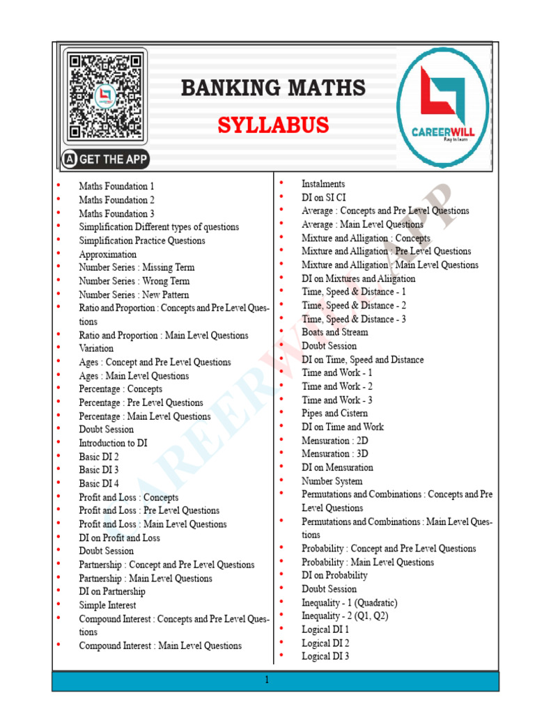 Banking Maths Syllabus Overview | PDF | Science | Mathematics