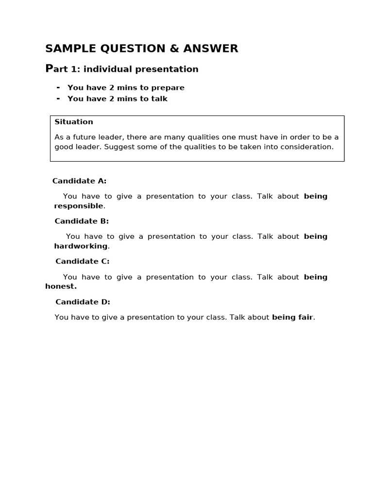 Part 1 Sample Answer | PDF | Social Psychology | Psychology