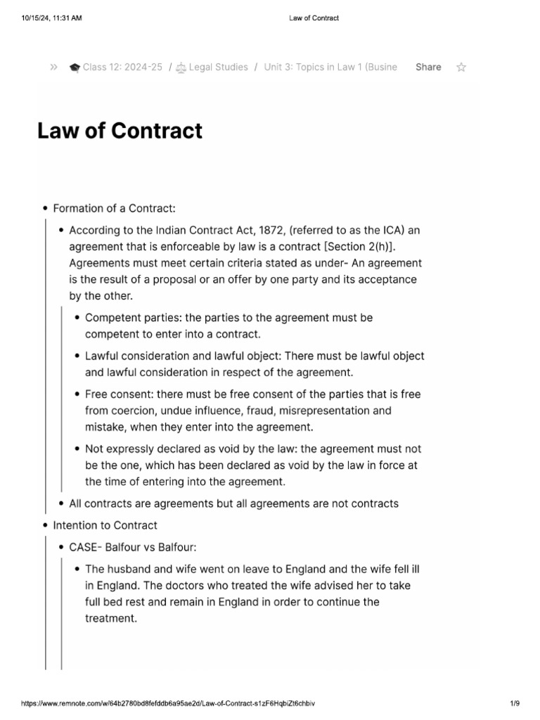 Law of Contracts Remnote | PDF