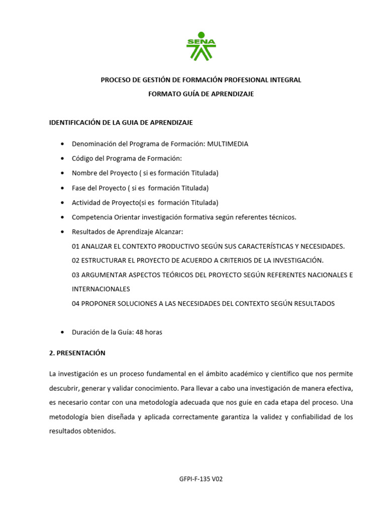Guia de Aprendizaje 2024 INVESTIGACION | PDF | Aprendizaje | Información