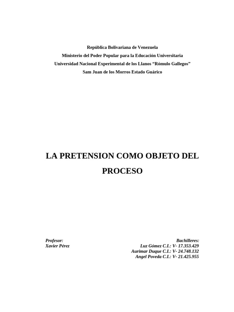 La Pretensión en el Proceso Judicial | PDF | Jurisdicción | Demanda ...