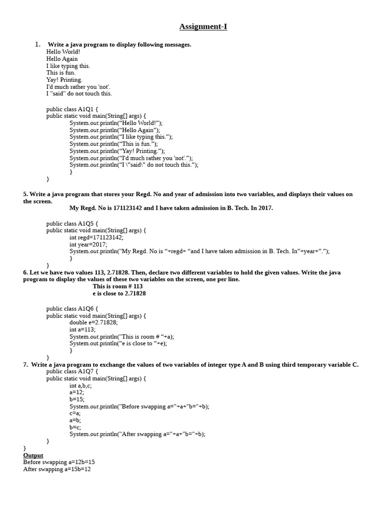 INTRODUCTION TO COMPUTER PROGRAMMING PRACTISE QUETIONS | PDF | Body ...