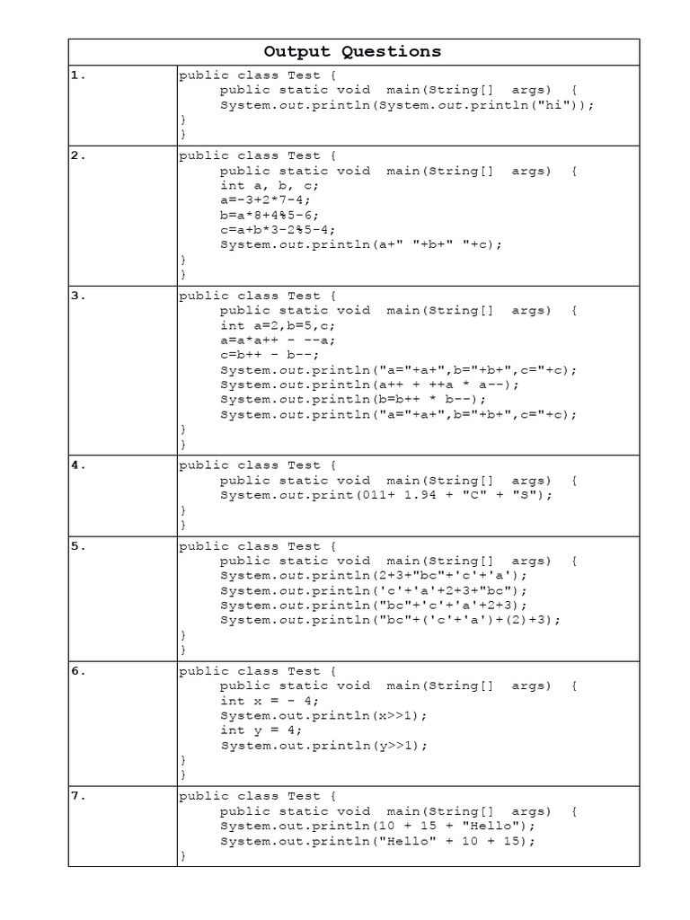 Java Code Snippets and Examples | PDF | Integer (Computer Science ...