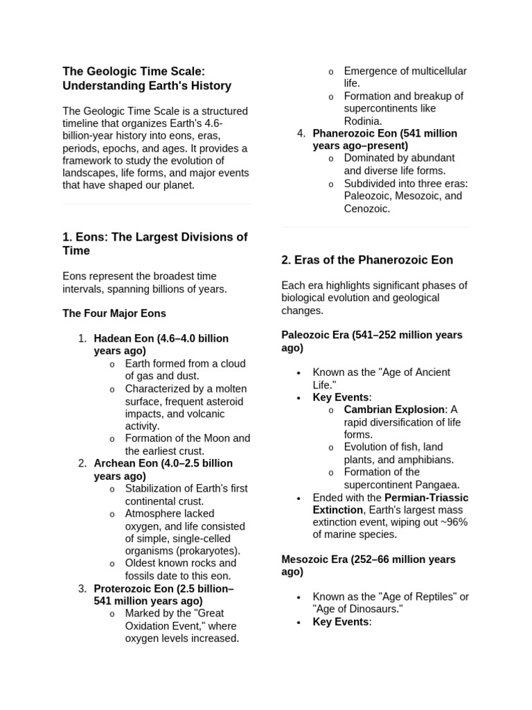 Earth Science The Geologic Time Scale Reviewer Pdf Geologic Time