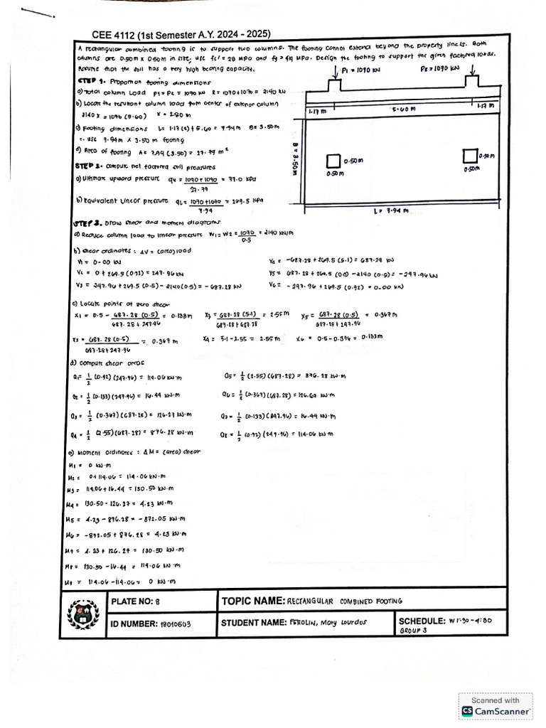 P8 Rectangular Combined Footing | PDF