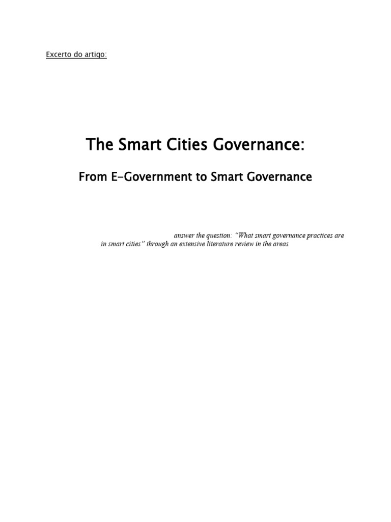 Smart Governance in Smart Cities Analysis | PDF | Governance | E Government
