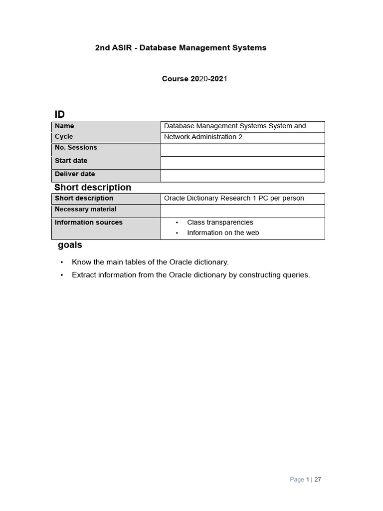 Oracle Dictionary Queries Guide | PDF | Table (Database) | Databases