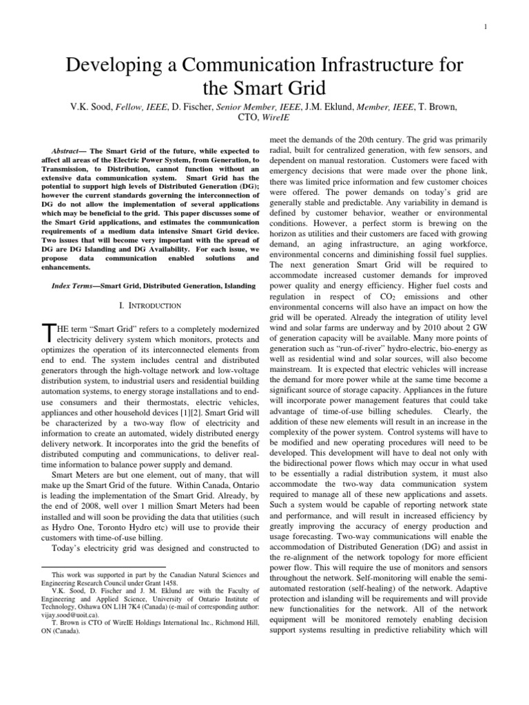 Smart Grid Communication Infrastructure | PDF | Smart Grid | Electrical ...
