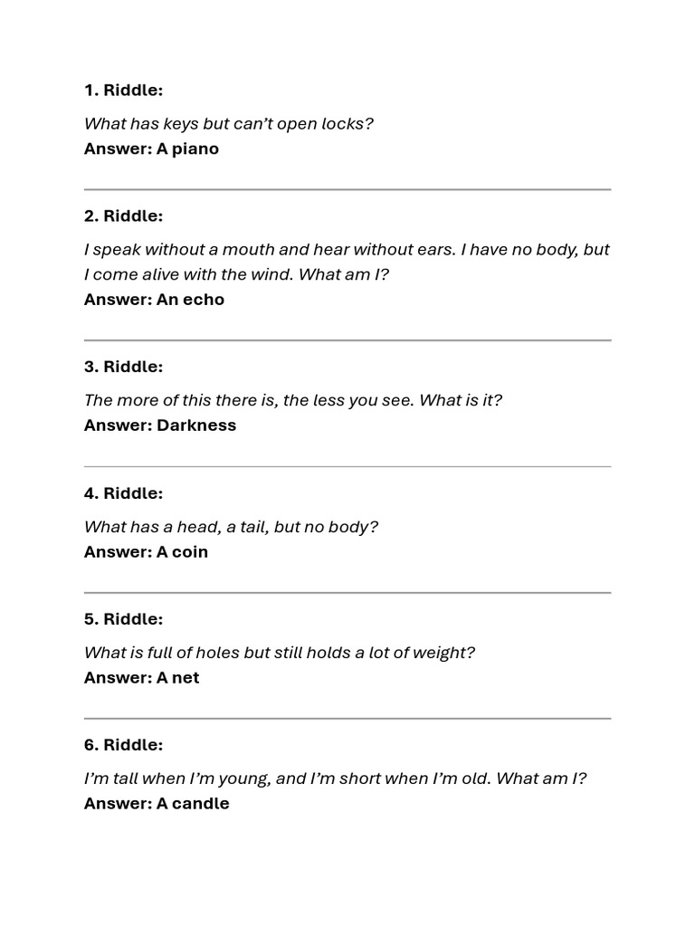 Riddle: Answer: A Piano | PDF