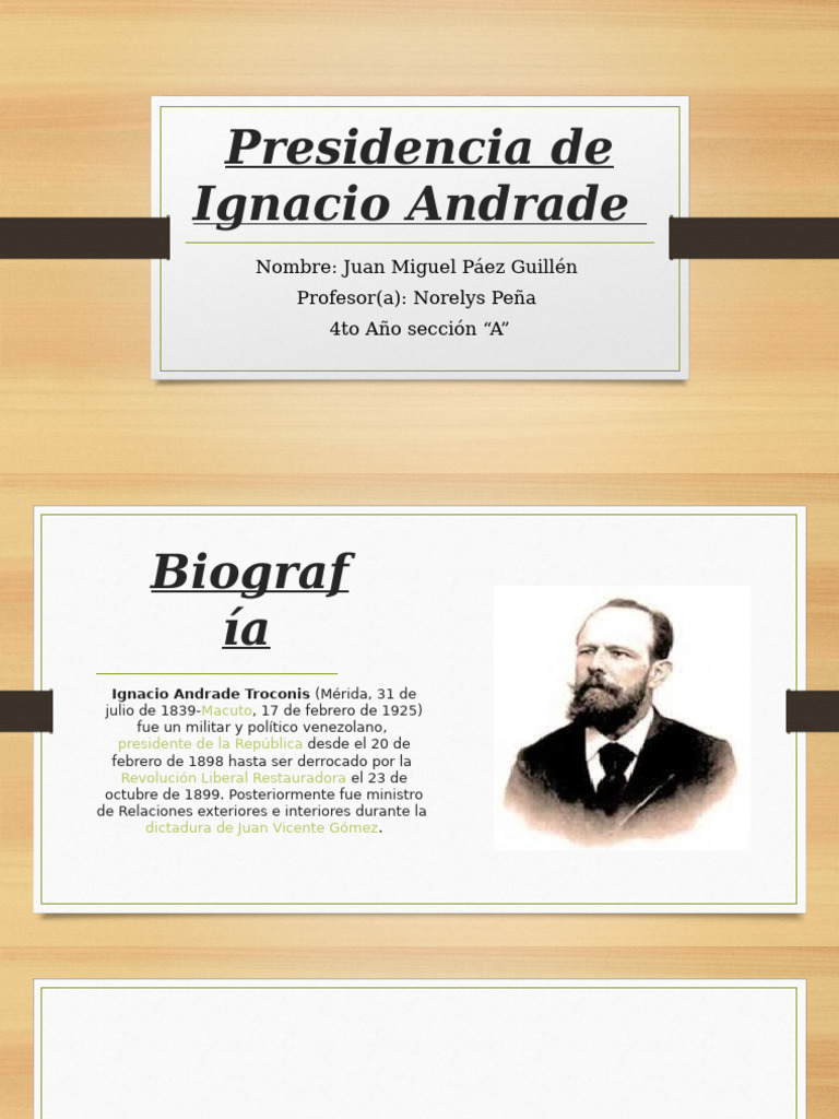 Presidencia de Ignacio Andrade | PDF