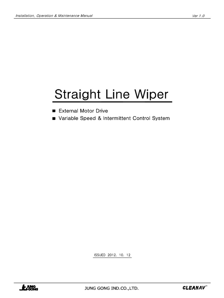 AME-MAN-515-001 Straight Line Wiper - Jung Gong - Installation ...
