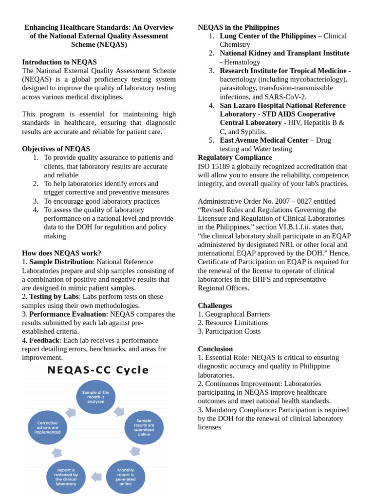 NEQAS Overview: Enhancing Lab Quality | PDF | Medical Laboratory ...