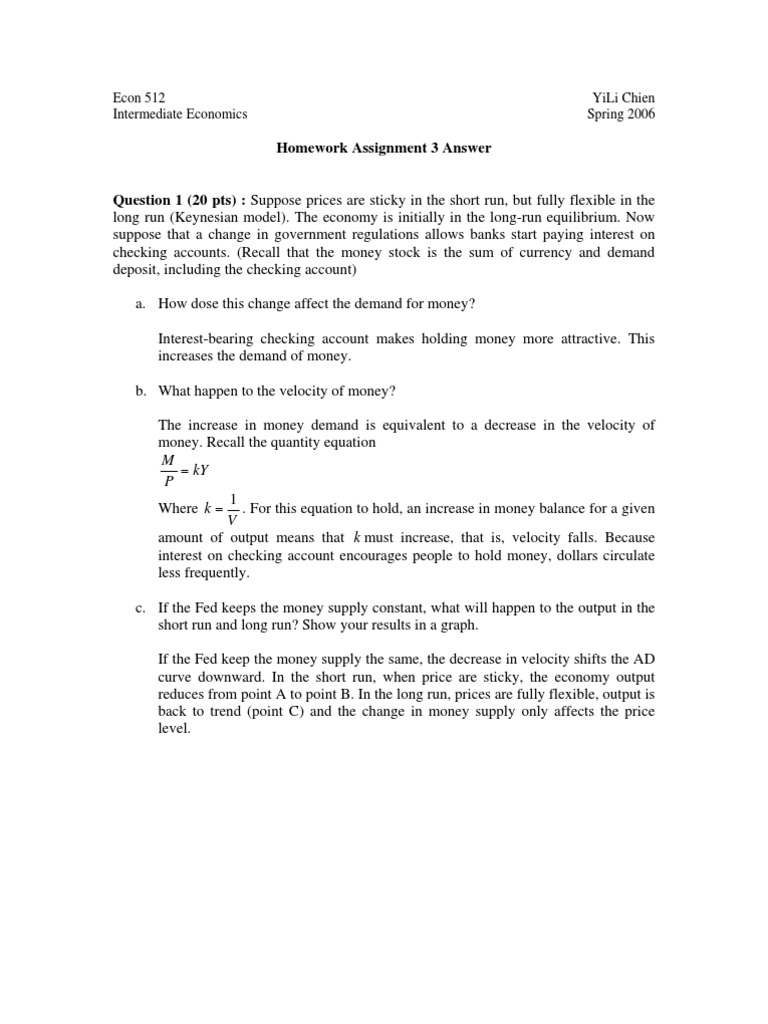 Economics homework answers level c