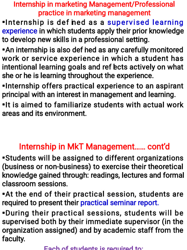 Marketing Internship Report Guidelines Pdf Business