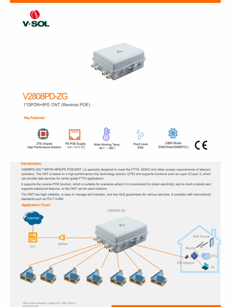 ONU 8 Port Reverse POE | PDF