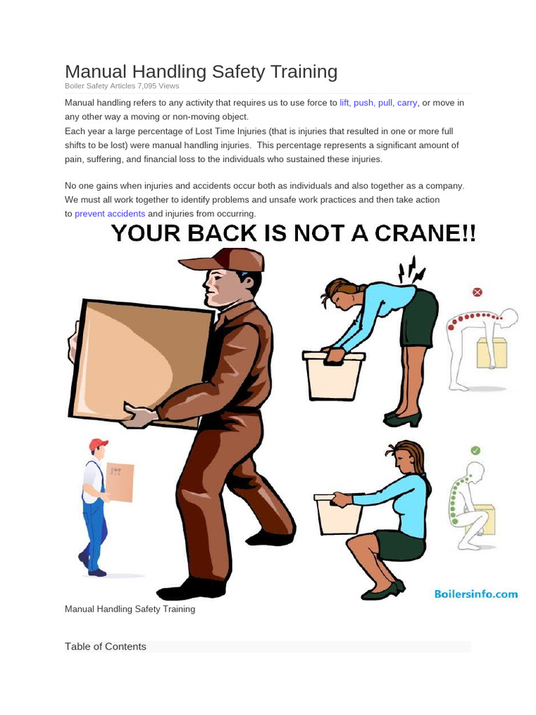 Manual Handling Safety Training Guide | PDF | Safety | Occupational ...