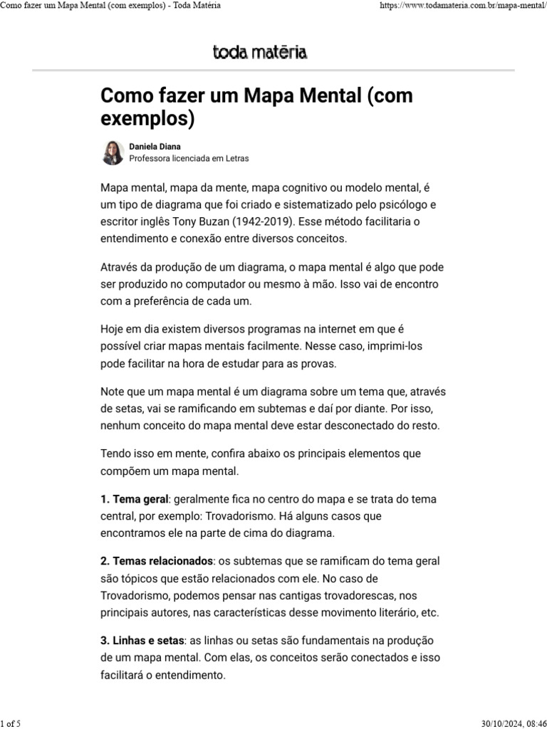 Exemplos de Mapas Mentais e Como Fazer | PDF | Mente | Ecologia