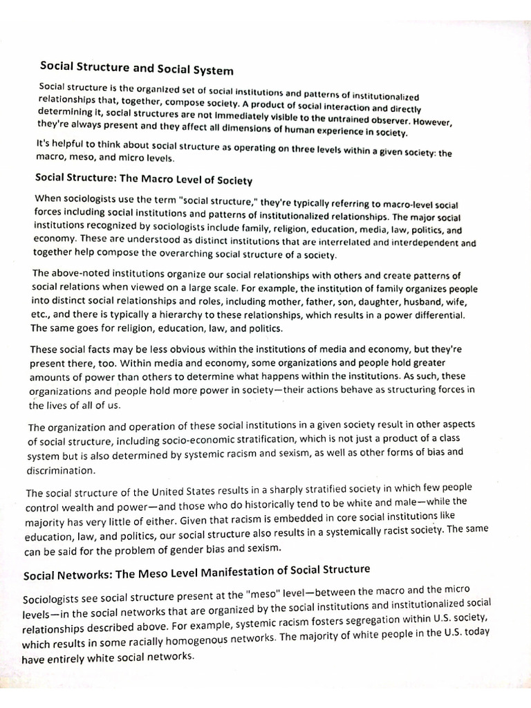 Sociology 2nd CH Notes | PDF